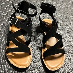 NWT black double buckle sandals